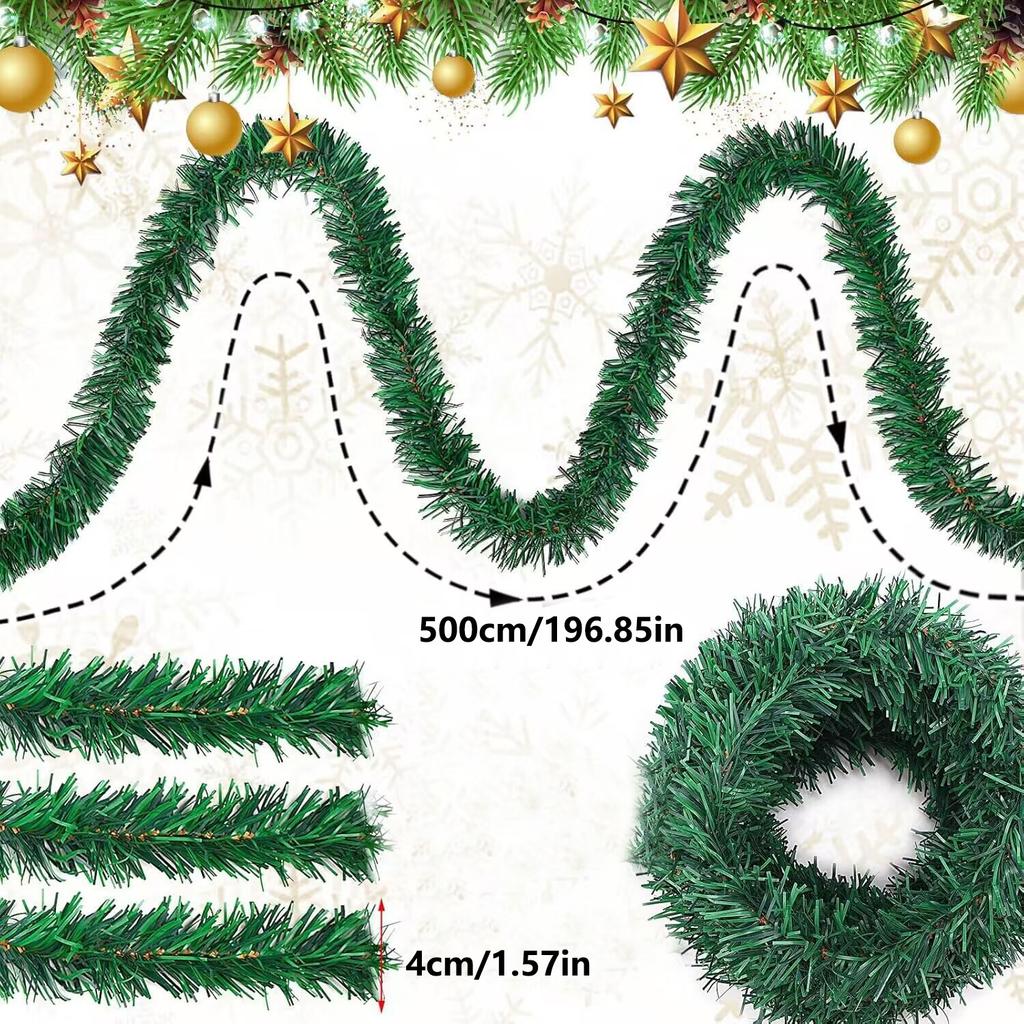 Simulation Pine Needle Rattan Christmas Decorations, Christmas Tree Ring Accessories Venue Decoration