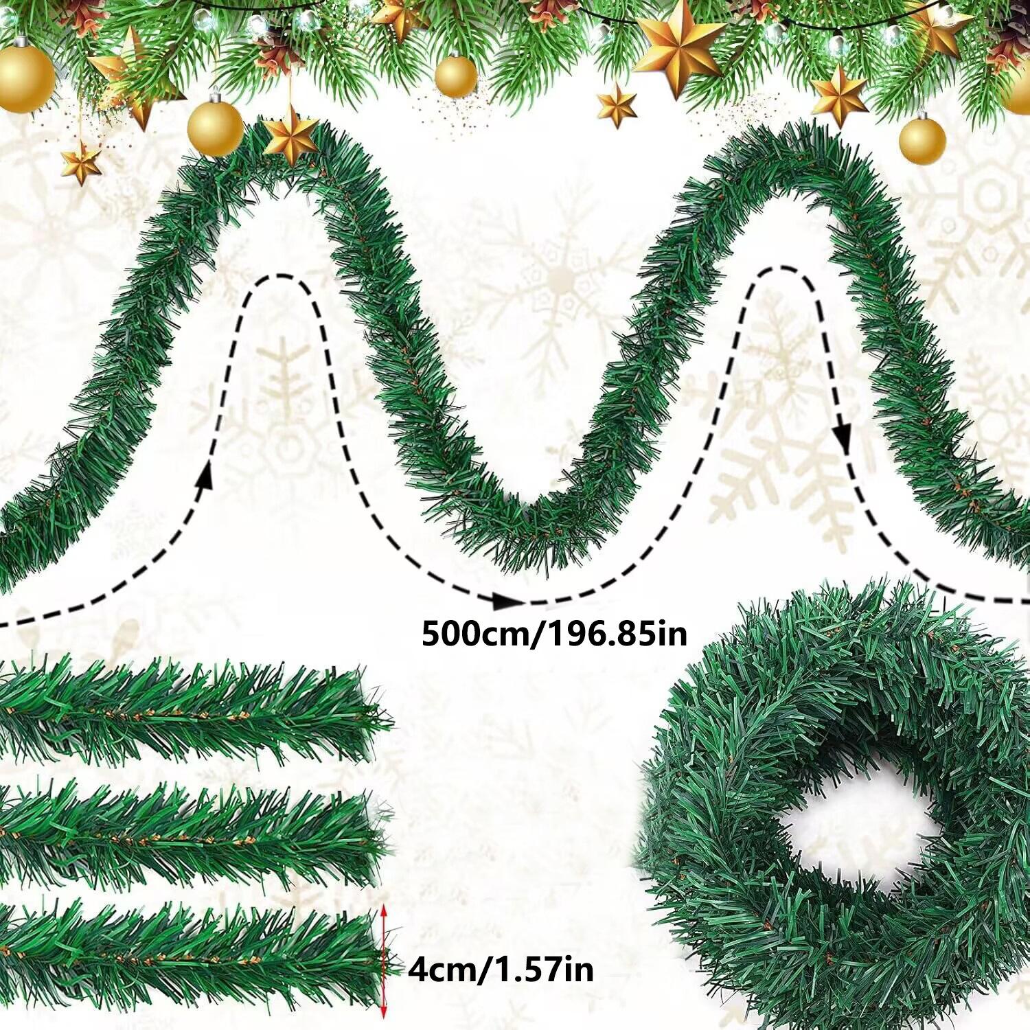 

Имитация сосновой хвои, ротанговые рождественские украшения, аксессуары для кольца рождественской елки, украшение места проведения зелёный