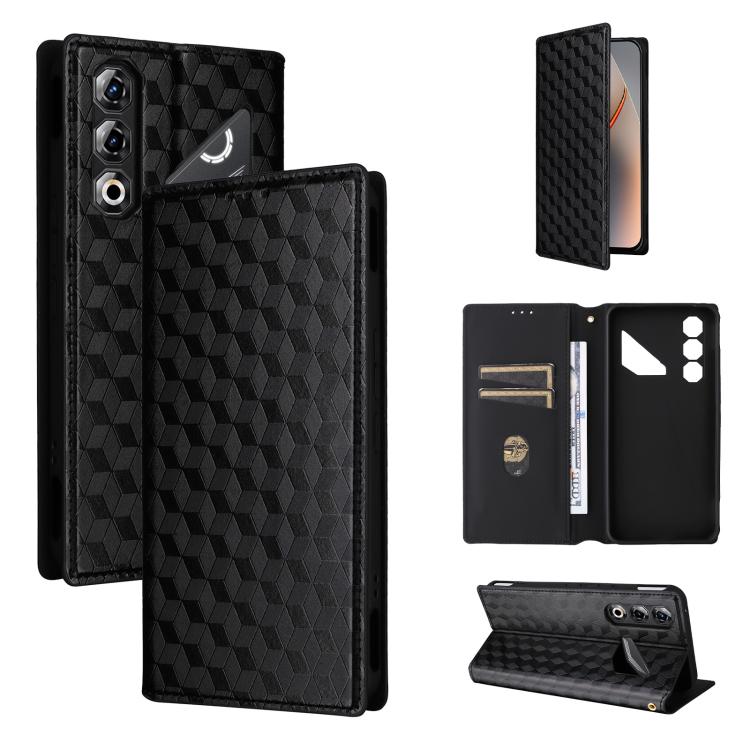 Cubic Grid Texture Flip Leather Phone Case