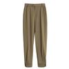 French Design Blend Draped Casual Pants Women Pants Khaki EK36787