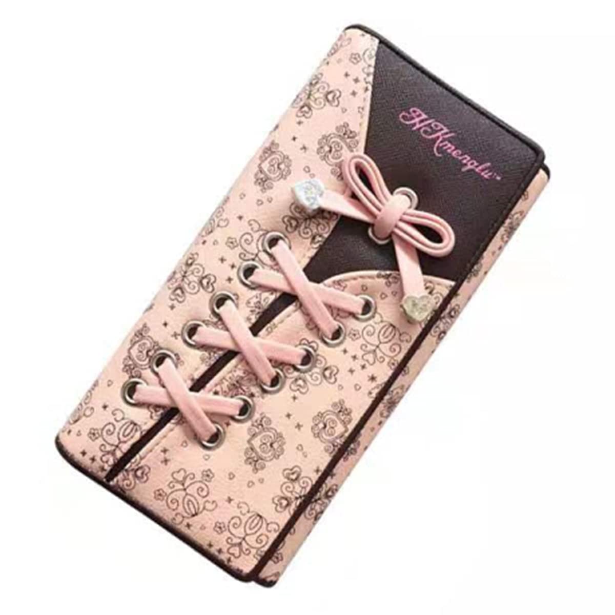 

SEMIYA Women s Tri-fold Long Wallet with Coin Purse, Card Slots, Lightweight, Waterproof, Large Capacity, and Ribbon Included, Pink