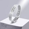 Vnox Free Custom ID Bracelets for Women Men, Adjustable Stainless Steel Mesh Bands Wristband, Personalized Gifts Jewelry