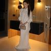 2026 New Fashion Women's Loose Long-Sleeve Shirt with Turn-down Collar and High-Waisted Skirt Set