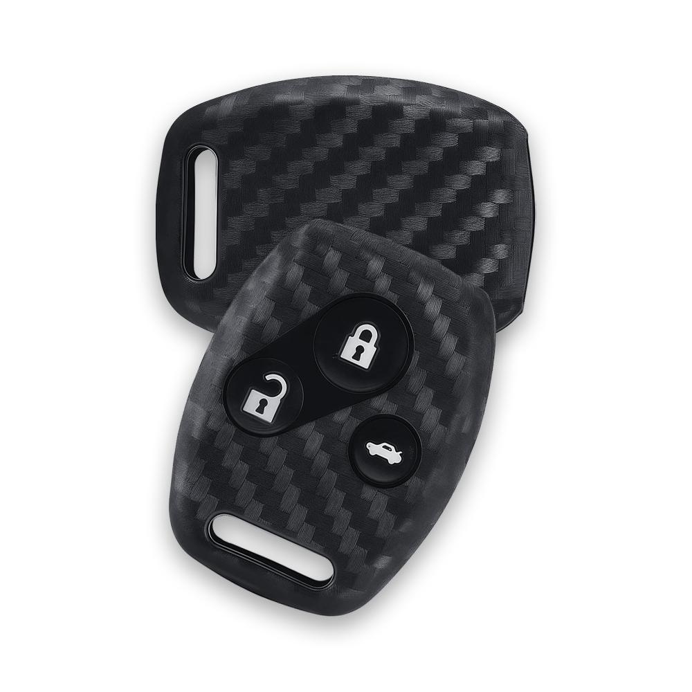 Carbon Fiber Silicone Car Key Case Cover Remote Fob For Honda Accord 7 Jazz Frv Civic Cr-V 2008 Crz Insight Srv Chord 7 Gr8 150R