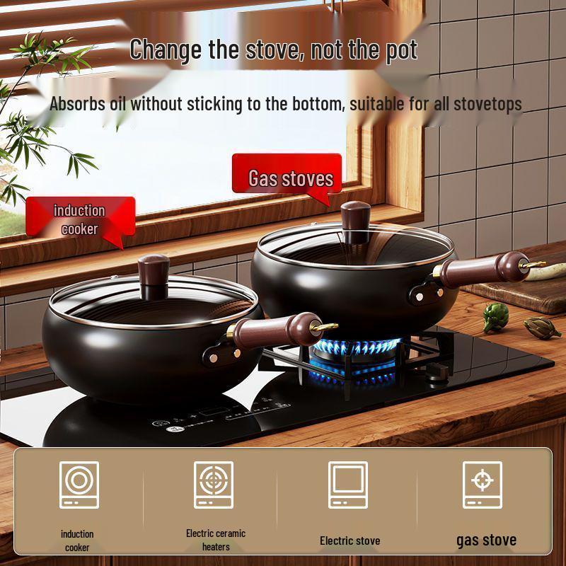 SPUCR Supugu Antihaft-Großer Bauch-Eisenkochtopf & Wok für Induktionsherde