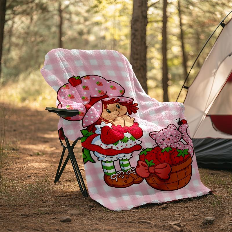 1pc Strawberry Princess6 Theme Blanket - Digital Print, Polyester, Cozy for All Seasons, Perfect for Outdoor, Camping, and Travel