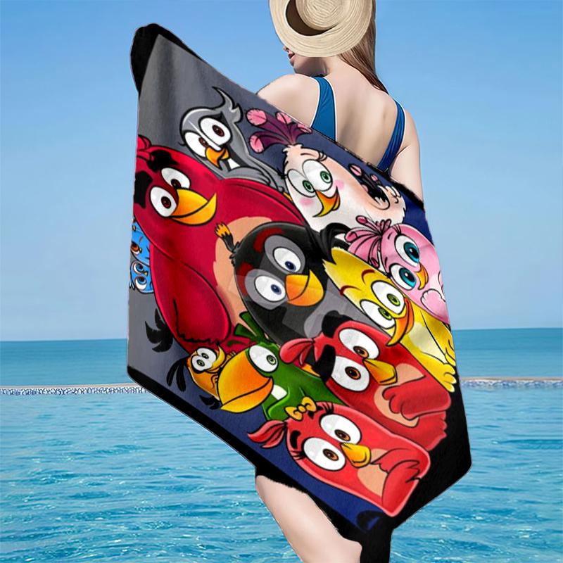 Red Birds Characters Collage Beach Towel, Super Soft Microfiber, Gift for Her/Him, Birthday, for Pool, Beach, Travel, Home Decor Fan gifts