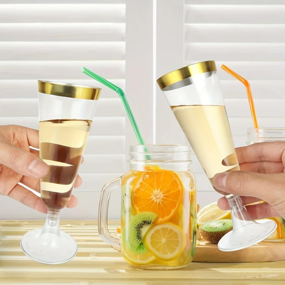 

10pcs Disposable Plastic Champagne Flute Goblet Clear Margarita Glasses Bars Celebrations Transparent-Style 5