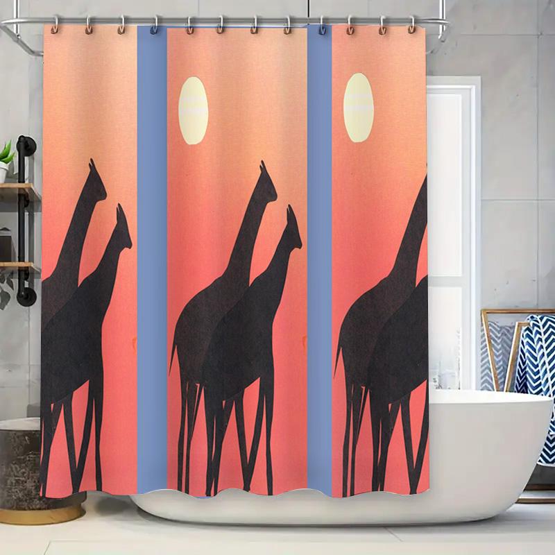 

Angry Panda Shower Curtain Set Bathroom Decor Waterproof Printed Black White Kids Bath Mat Tpu Non-Slip Faux Leather W60H190(CM)-1 Pcs
