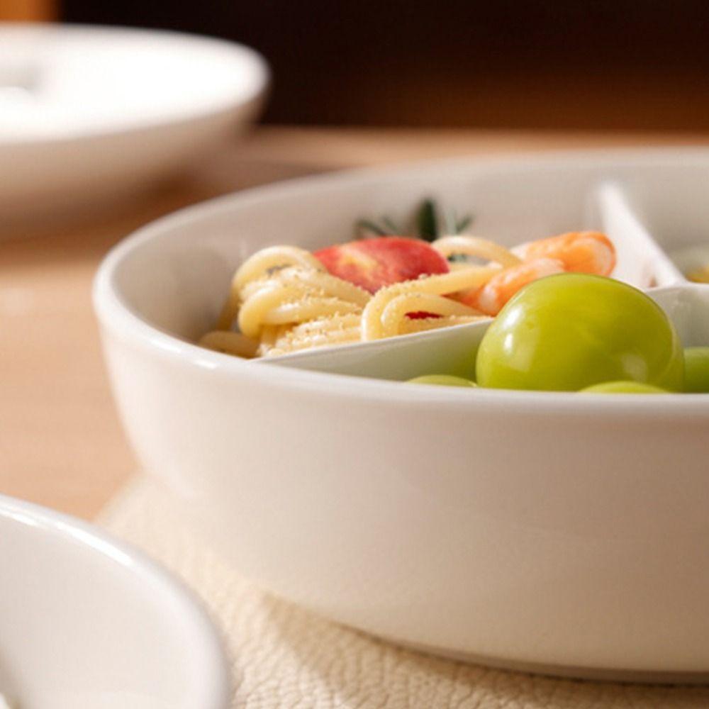 3 Compartments Grid-shaped Dinner Plate White Snack Serving Platter Rice Cooker