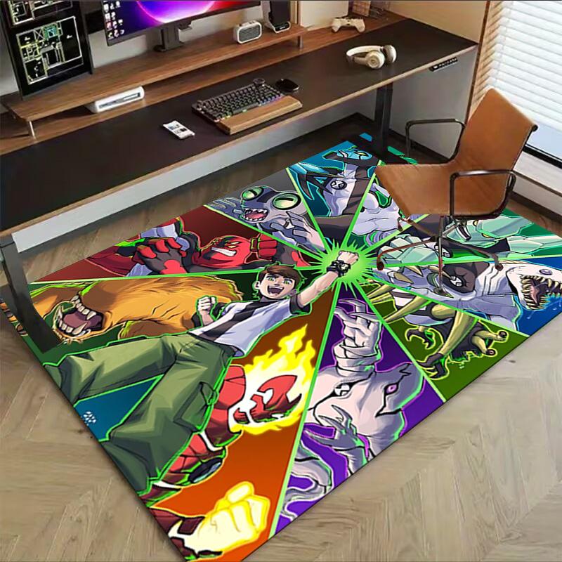 1pc Ben Alien Force Carpet for Playroom Bedroom Living Room Sofa Home Decor,kids Game Area Rug Non-slip Floor Mat Y73022