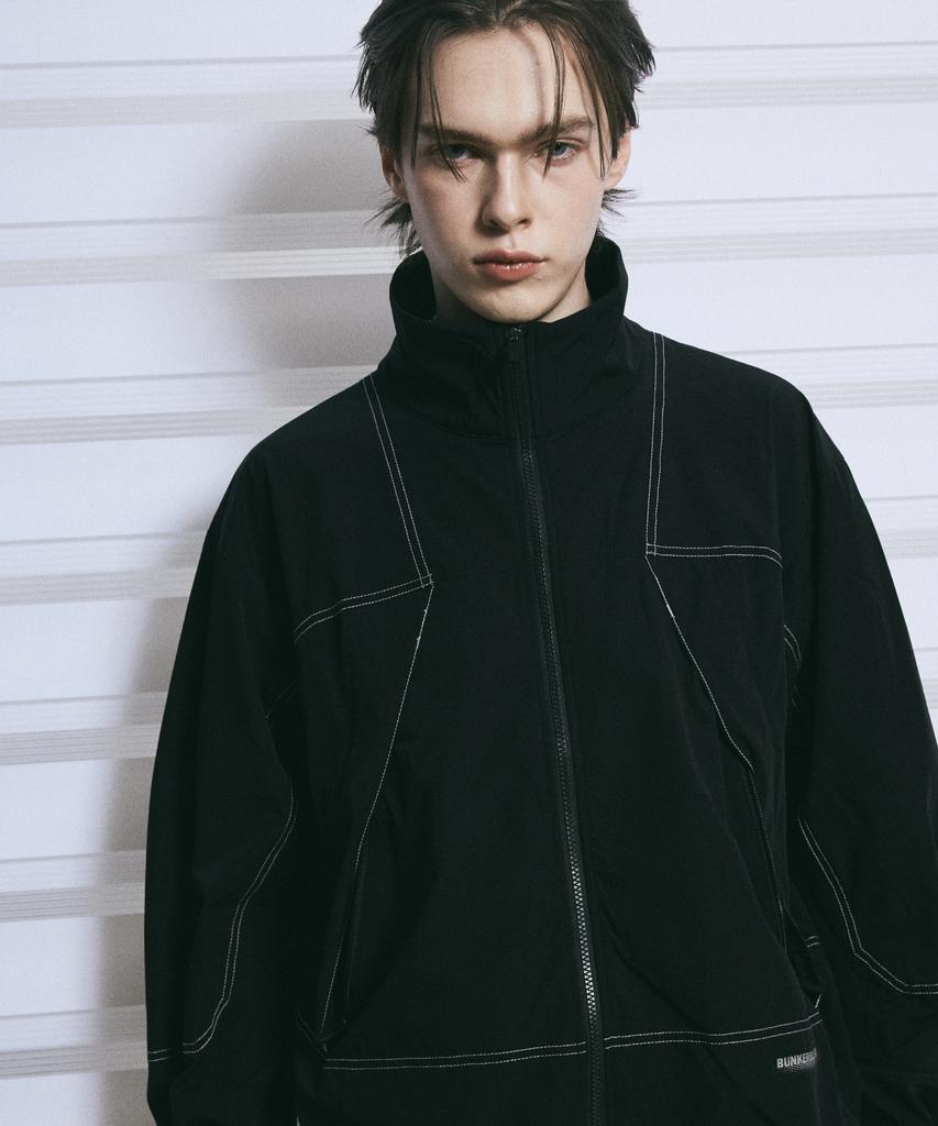 Bunkerbuster Stitch Contrast High-Neck Windbreaker Mq2Ju203_Black