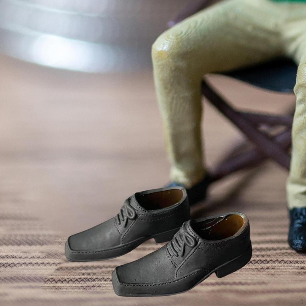 1/6 Scale Dress Shoes Miniature Figure Costume Accessory Retro Cosplay Stylish Formal Lace up