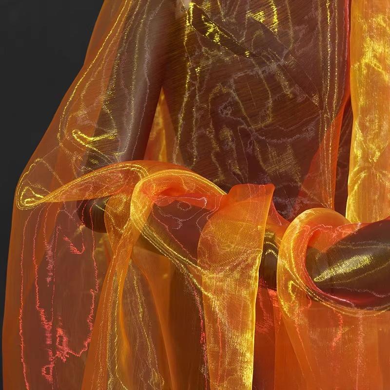 100x150cm Gradient Flashing Colorful Organza Tull Fabric for Designer Styling Shiny Dress Clothes Accessories Stage Decor