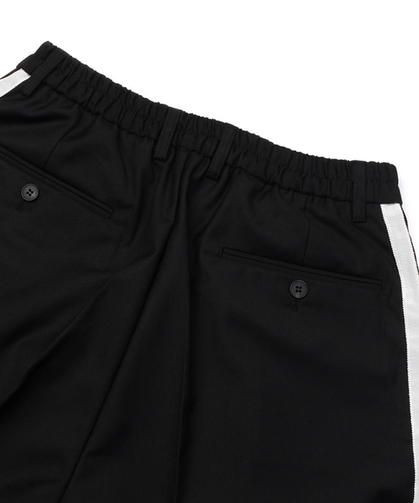 Ssioemi [Unisex] Satin-Trimmed Motorsport Trousers (Black)