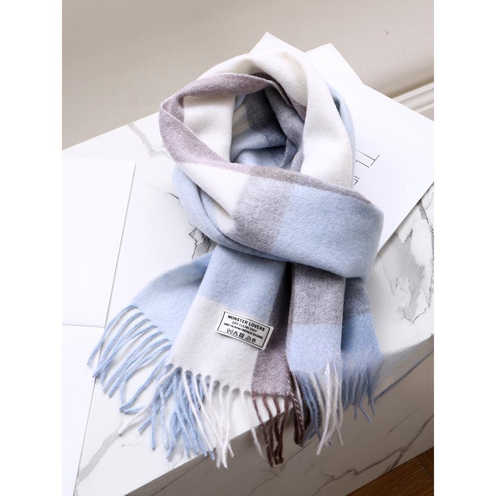 Лучшие товары в Великобритании 100% шерстяной клетчатый шарф женский зимний студенческий — фото 14