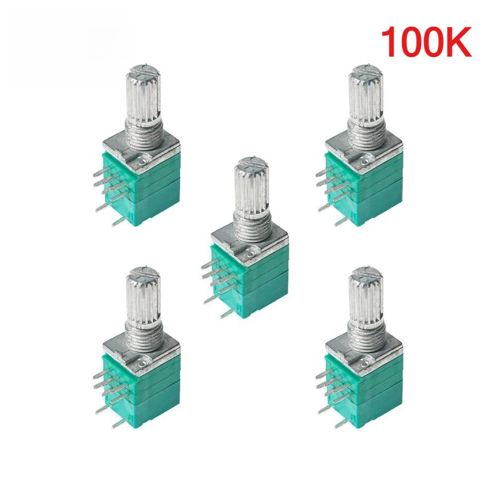 5PCS RK097N 8Pin RK097 5K 10K 20K 50K 100K B5K with A Switch Audio Shaft 15mm Amplifier Sealing Rotary Potentiometer Kit