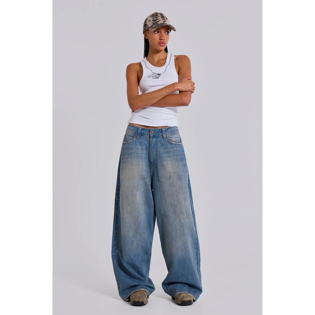 Fashion Baggy Jeans Vintage American Style Straight Wide Leg Denim Pants