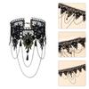 Adjustable Lace Choker Collar Gothic Necklace with Tassel Chain Crystal for Women Halloween Party Custume Vintage Choker