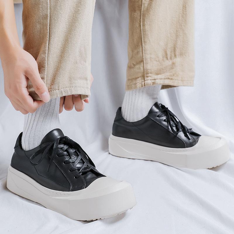 Little white shoes men's thick soles are heightened and old couple models, the same commuter derby shoes, big head board shoes 66642-J