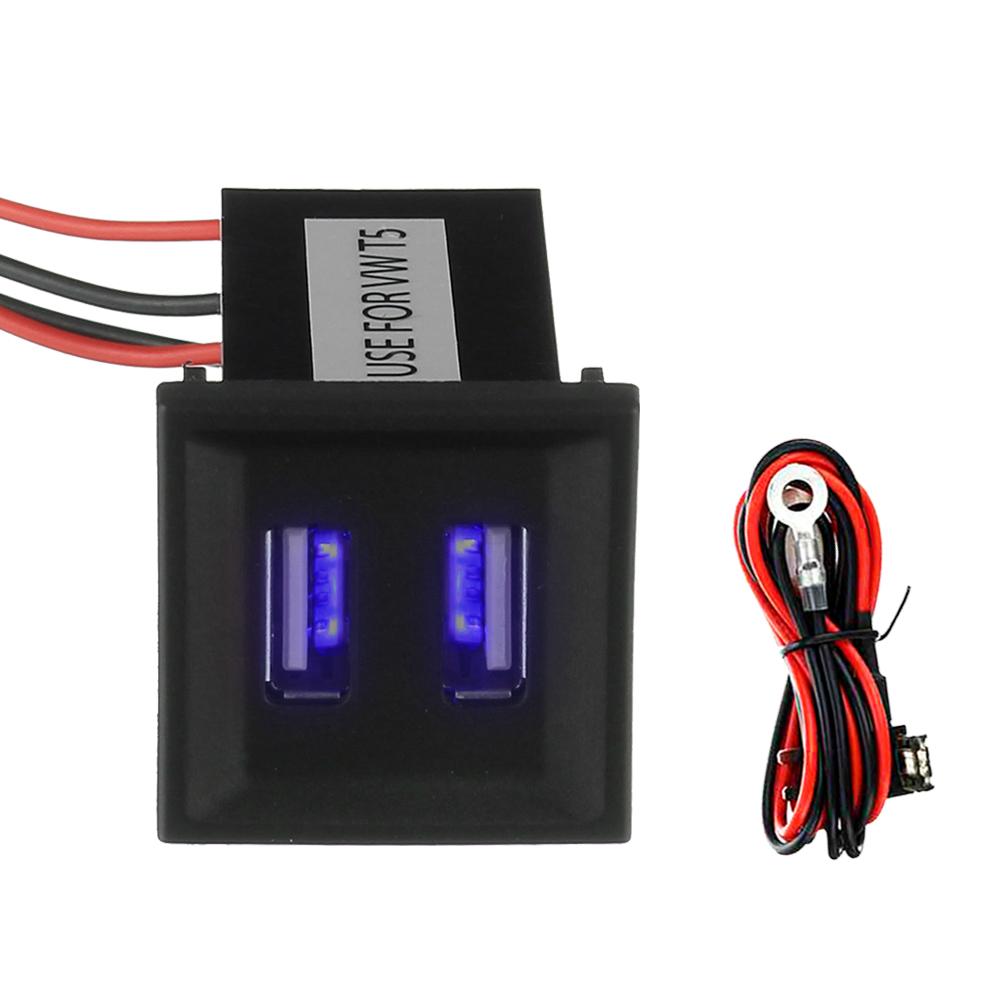 Ładowarka Samochodowa USB Podwójne Gniazdo Dla Volkswagen Voor VW T5 Transporter 2003-2009 Złącze Interfejsów USB Automobilowe Części do Ładowania