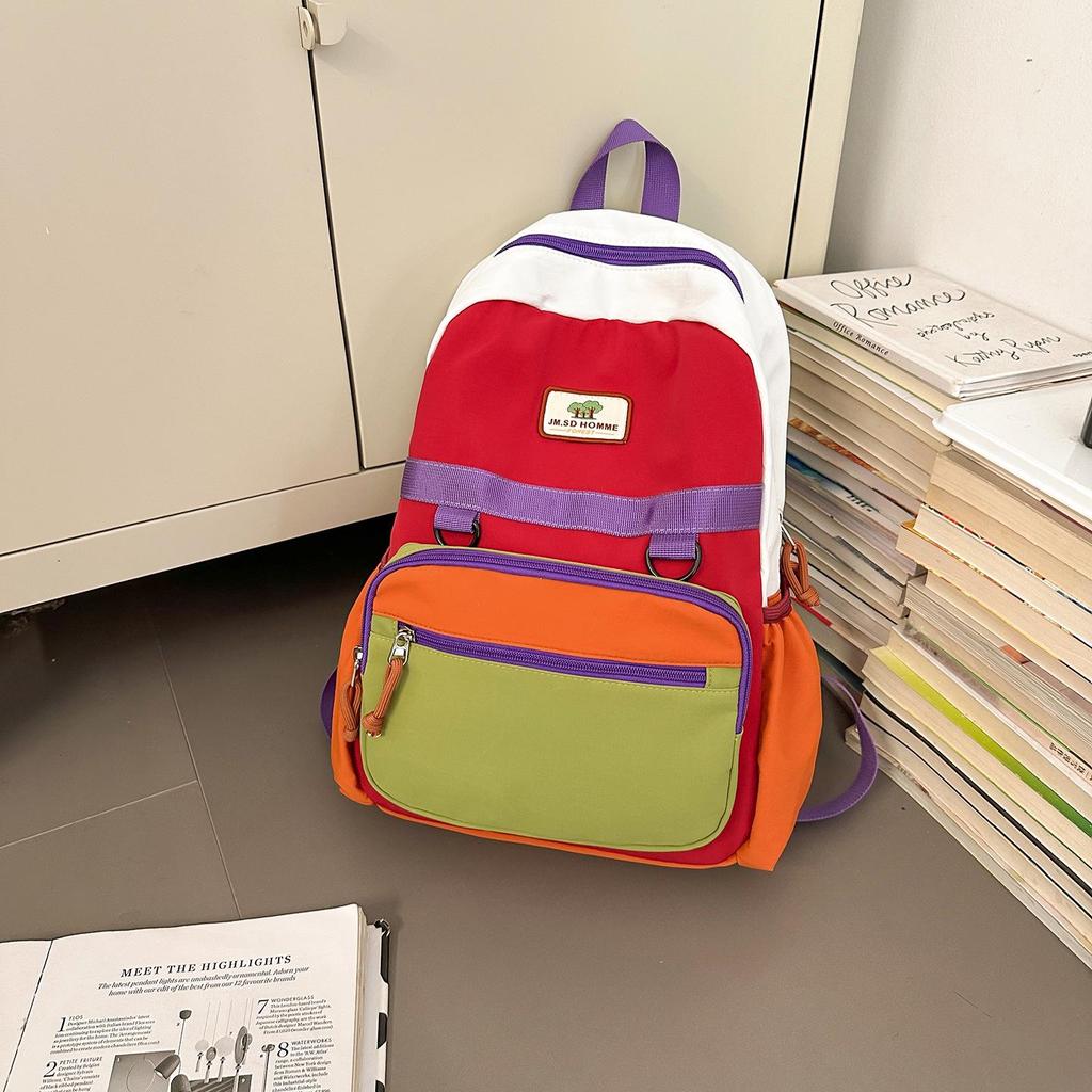 Modny plecak dziecięcy w bloki kolorystyczne - Uroczy i wytrzymały dla chłopców i dziewcząt ze szkoły podstawowej