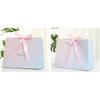 5Pcs Paper Gifts Bags With Bow Recyclable Birthday Wedding Handle Shopping Bags Present Clothing Cosmetic Jewelry Packaging Bags