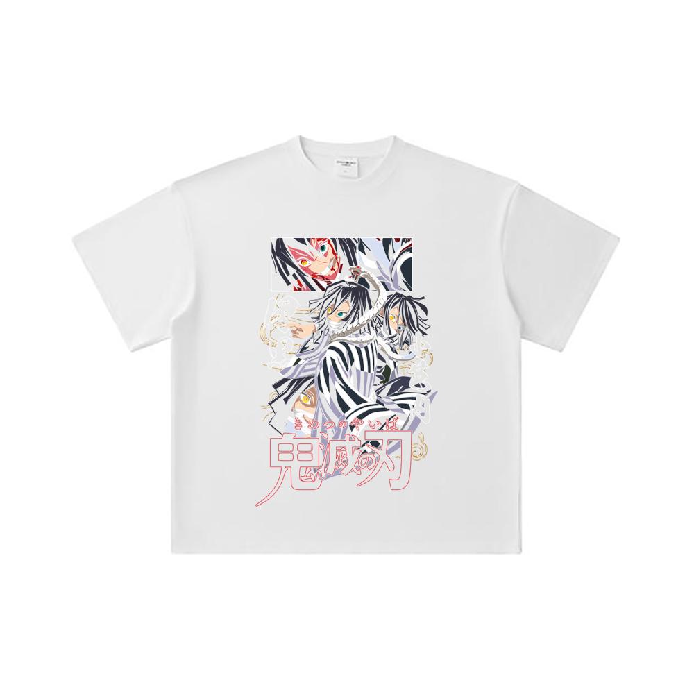 260 GSM Double Yarn 32 Count 100% Cotton Demon Slayer V95 Iguro Print Unisex Heavy Cotton T Shirt