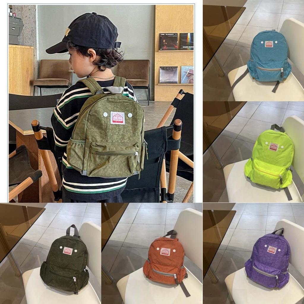 Solid Simple Color Letter Decoration Children Backpack With Pocket Multi