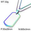 Creative Dazzle Color Square Tag Necklace for Men Hip Hop Polished ID Accessory Stainless Steel Trend Jewelry 60cm Length