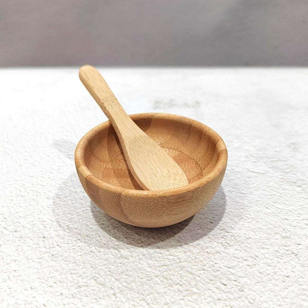 1/2/3 Stück Mini-Größe Bambus DIY Gesichtsmasken-Rührschale mit Löffel Aromatherapie-Schalen-Set Massageöl Gesichtspflege Make-up Werkzeug-Kits