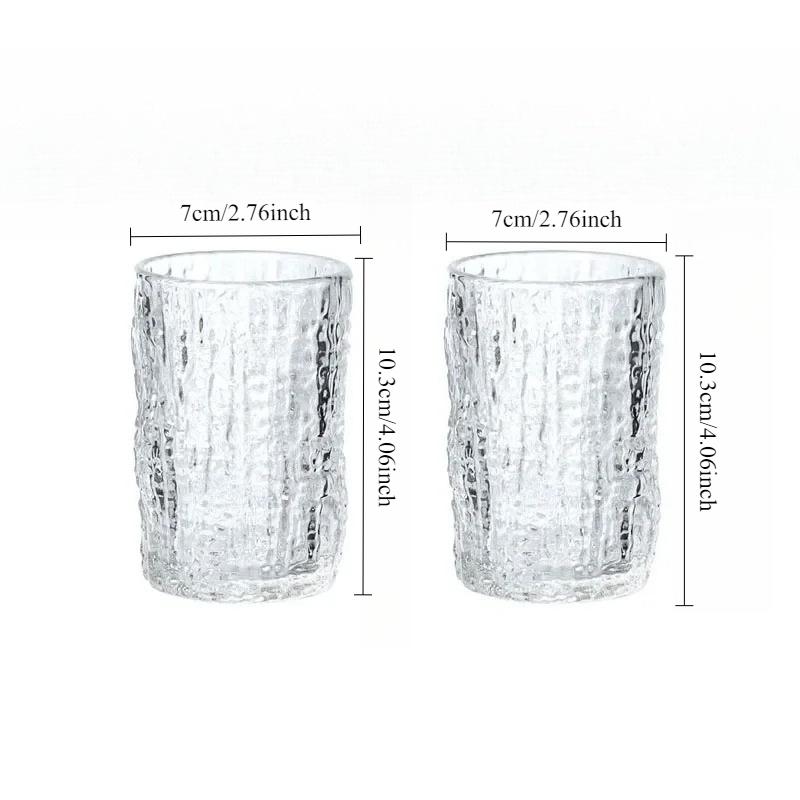 2pcs Transparent Drinkware Household Japanese Style Tree Patterned Glass Cup Cocktail Glass Simple Juice Milk Soda Water Cups 2pcs