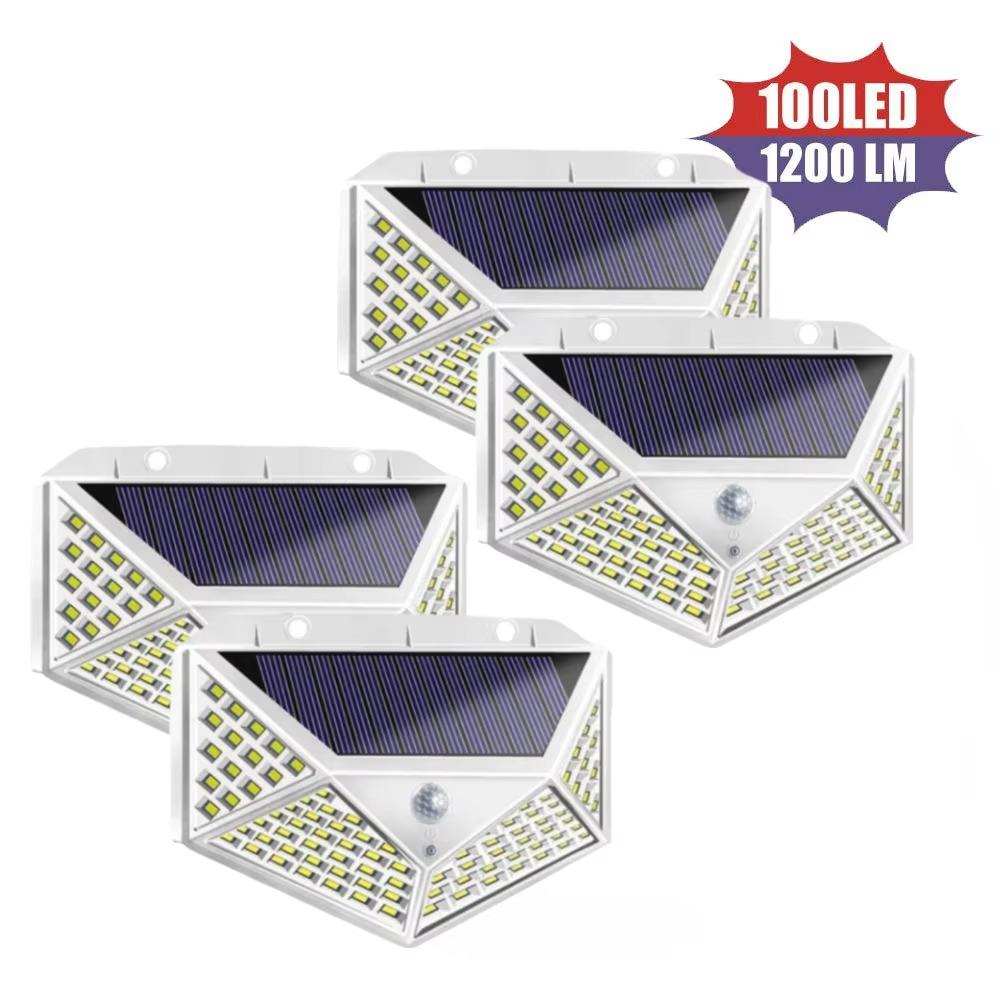 1/2/4/6/8 PCS 100 LED Solar Power Wall Light  1200mAh IP65 Waterproof  Motion Sensor Wall Lights For Garden Outside Decoration