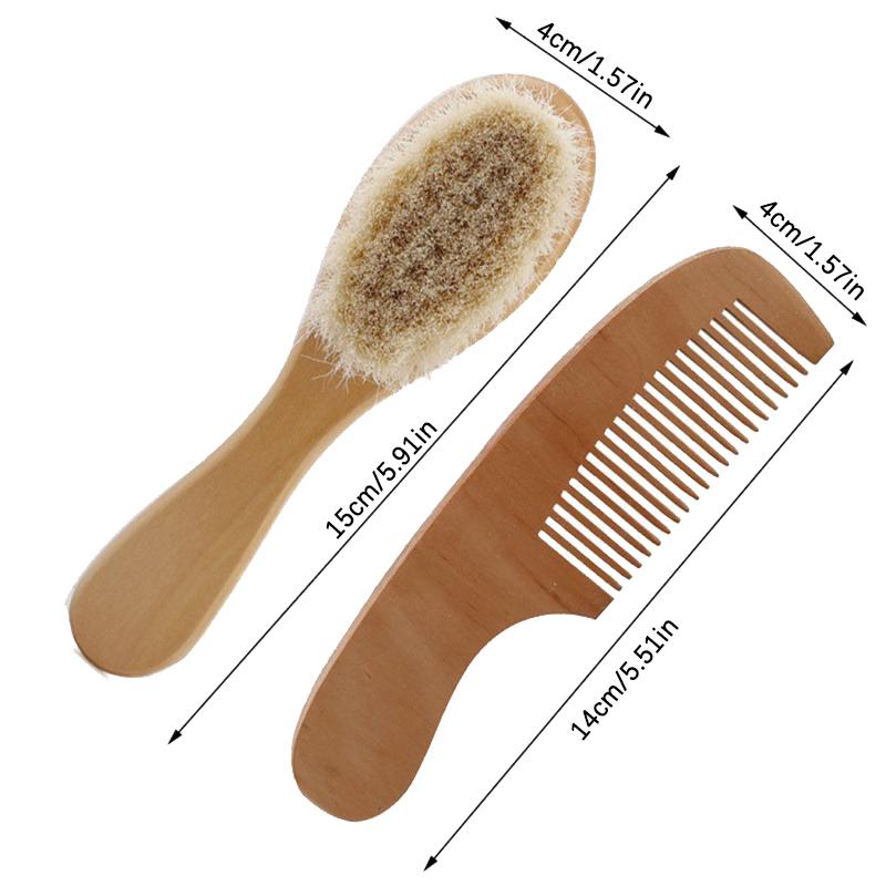 Baby Care Pure Natural Wool Baby Wooden Brush Comb Brush Baby Hairbrush Born Hair Brush Infant Comb Head Massager