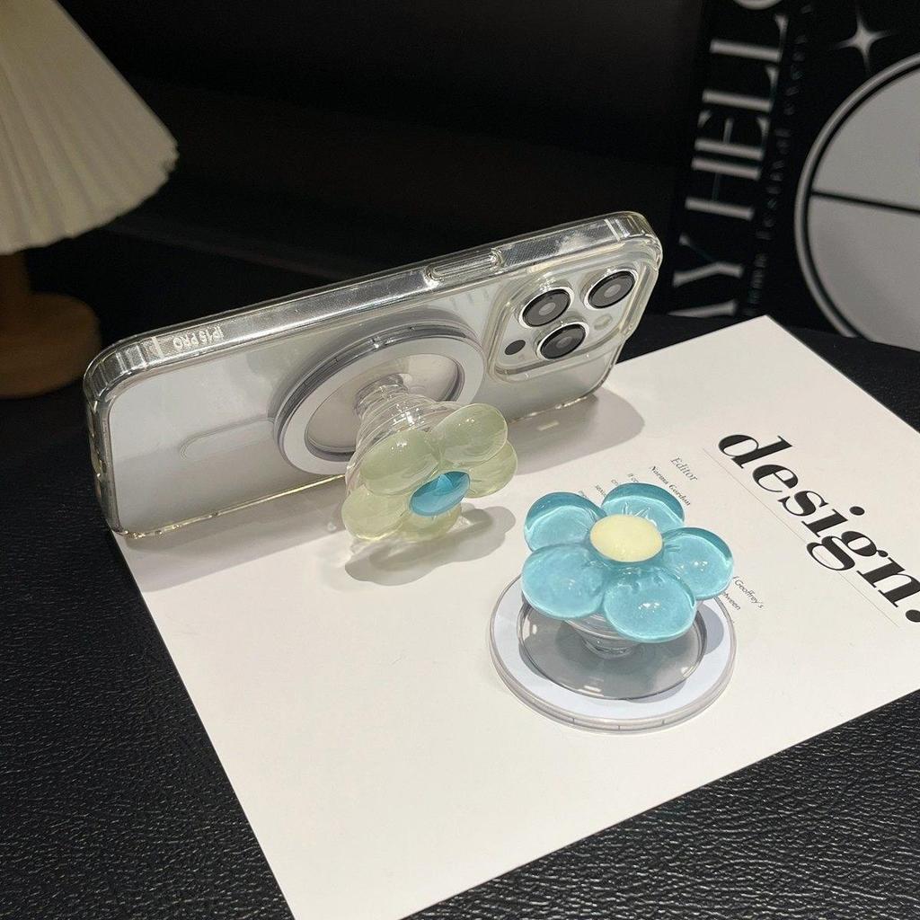 Blumen Sommer Magnetischer Handyhalter mit Airbag Einziehbarer Rückseite und Starker MagSafe Haftung