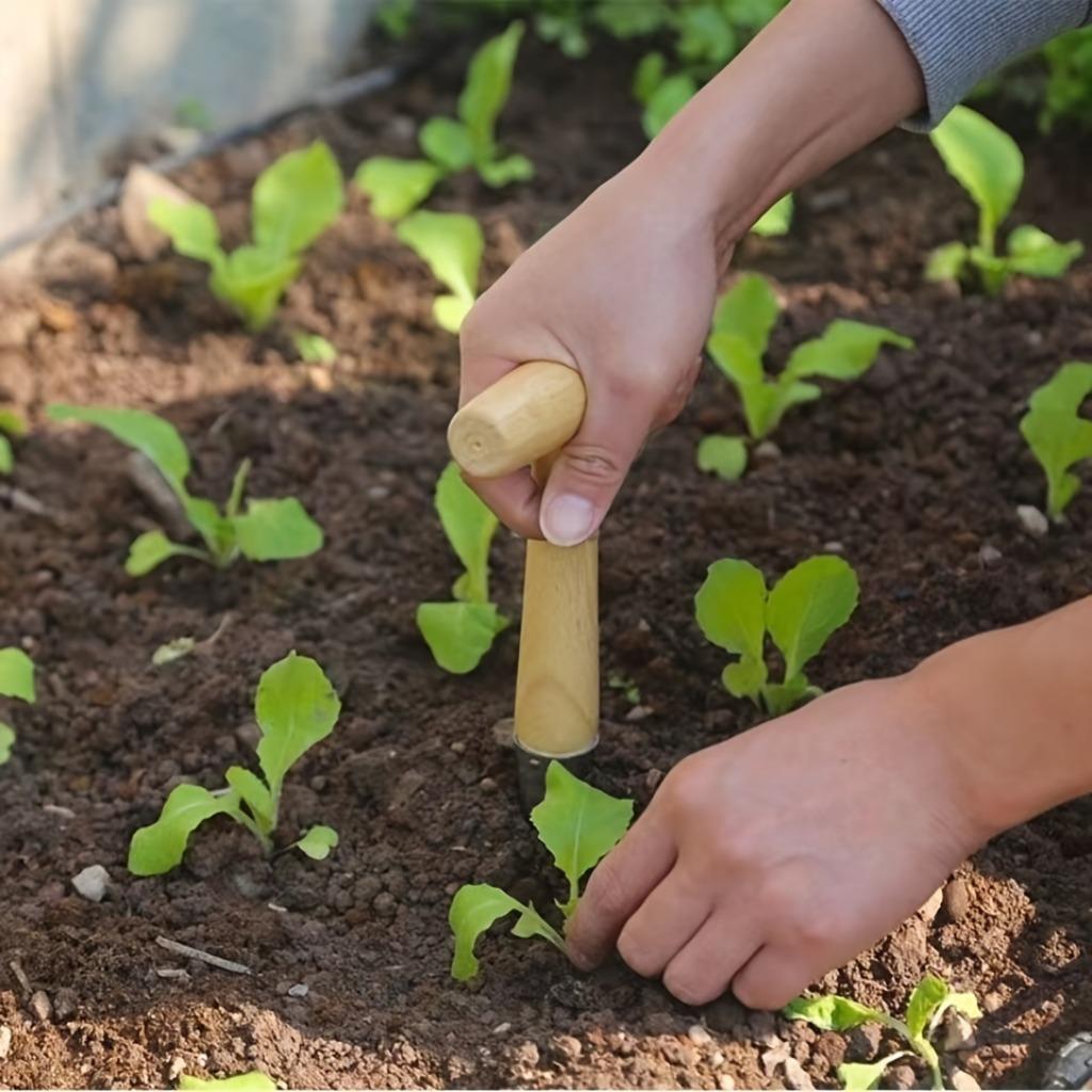 1 pieza, herramientas de jardinería, plantador agrícola con mango de madera, herramientas vintage para sembrar y abonar, ayudas para trasplantar hortalizas