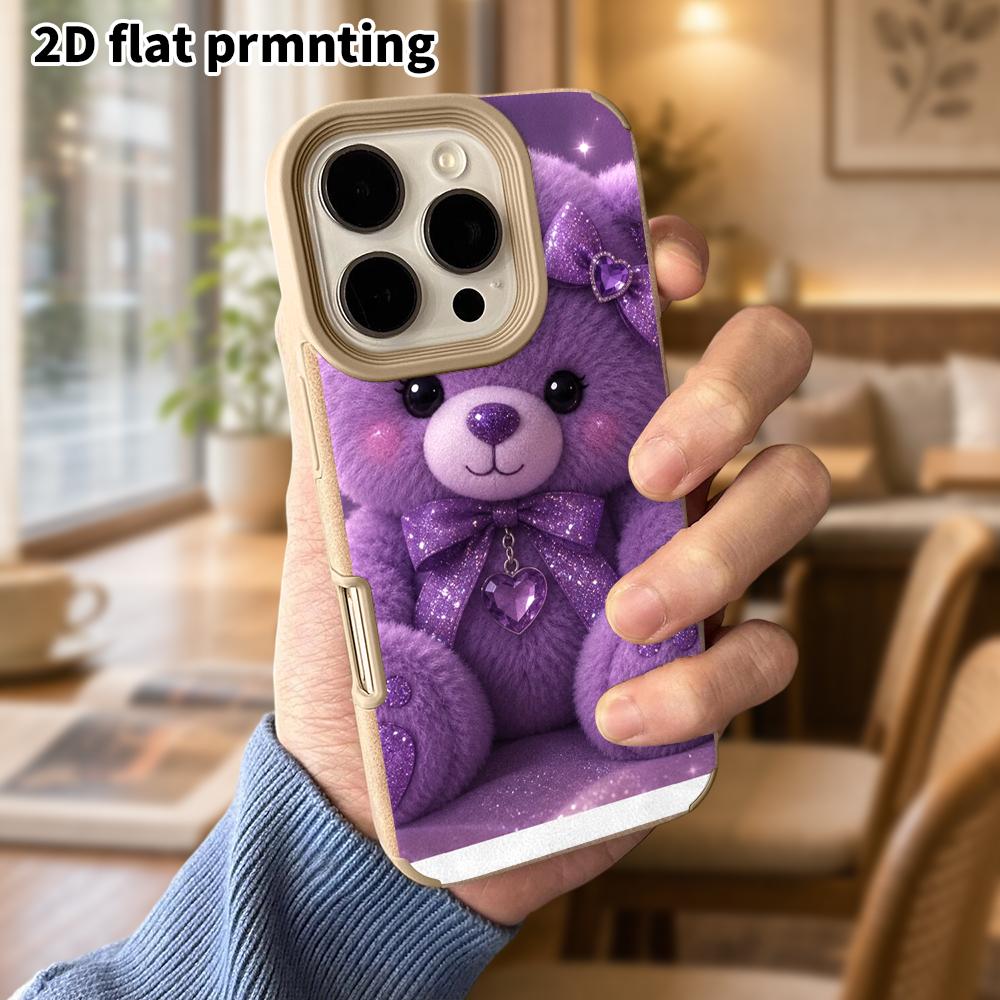 Phone Case: Lambskin 2D Flat Samsung Galaxy A34 A35 M05 M06 S20 S22 S21 FE Plus 5G Protective Case, Purple Bear, Christmas and Halloween Gift