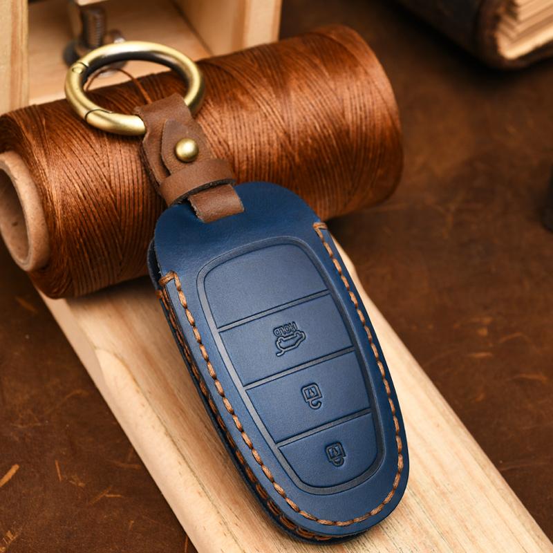 

Suitable for Hyundai key cover new Tucson L fifth generation new Tucson car Leather KeysCase Protector синій