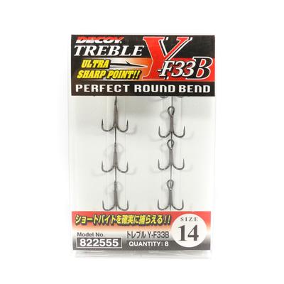 Decoy Y-F33B Treble Hook Round Bend Treble Hooks Size 14 (2555)