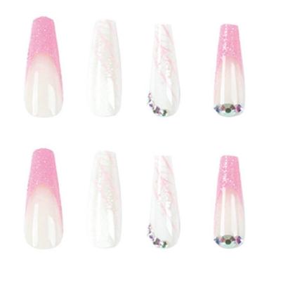 24 Pieces French Tip Nail Long Press-On Nail Include Nail-Glue for Women Girl