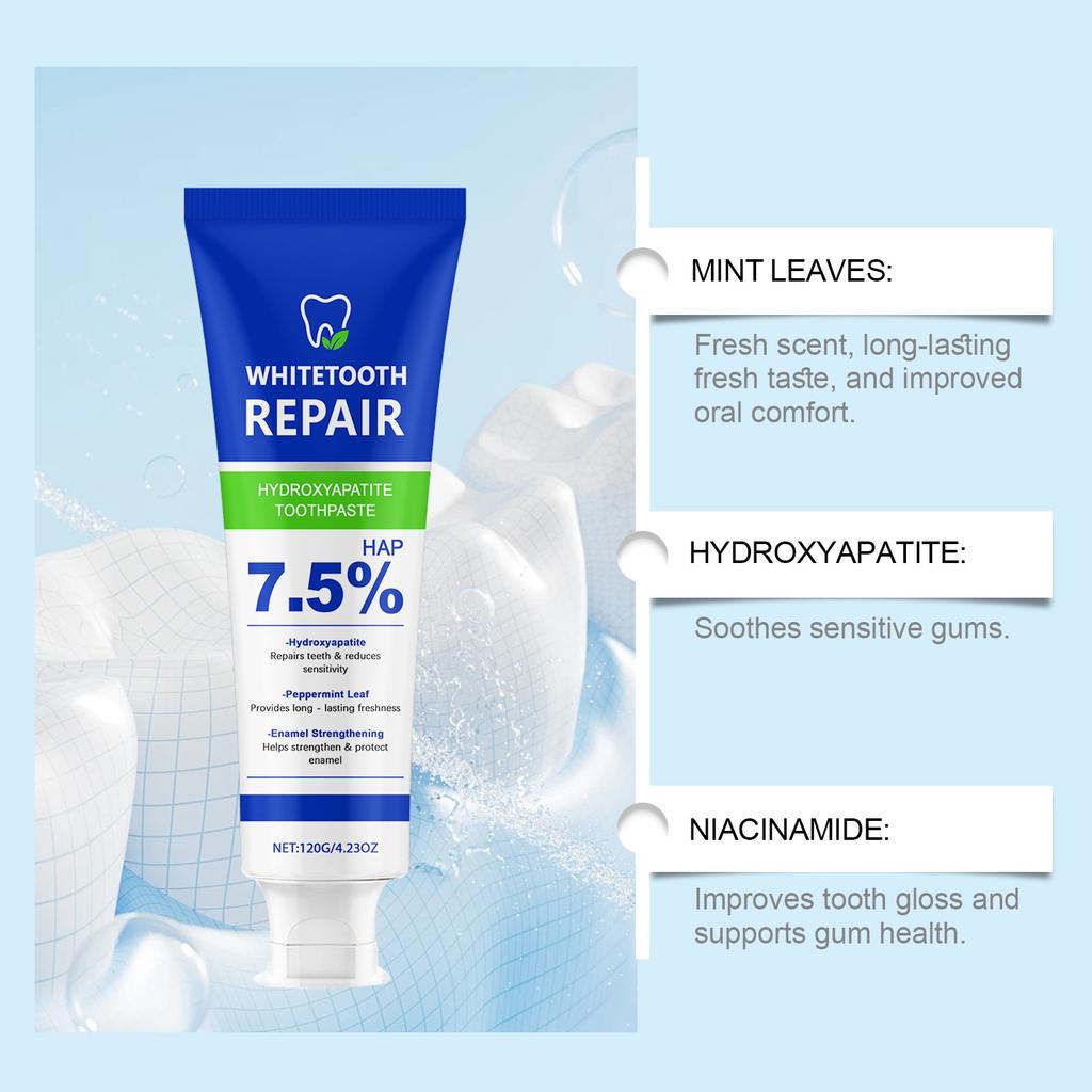 Hydroxyapatitová zubní pasta, bělicí zubní pasta, svěží dech, zubní pasta, zubní pasta, odstraňování skvrn, kompletní péče o zuby 120 g