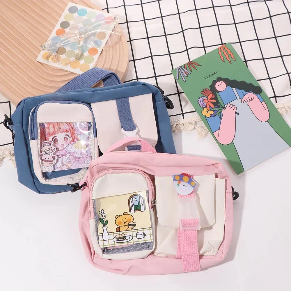 Anime-themed Two-tone Buckle-adorned Square Satchel Suitable for Graduate Girls' Outdoor Activities As A Crossbody Bag
