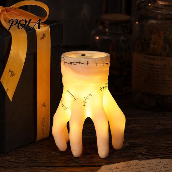 Halloween Themed Night Lamp Pumpkin/Hand/Stump Light, Spooky LED Decorative Indoor Light Atmosphere for Outdoor Party Tabletop Decor Flameless Candle