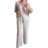 Elegantes Seiden-V-Ausschnitt Freizeit-Sommer-Set für Damen - 2024 Europäische & Amerikanische Mode