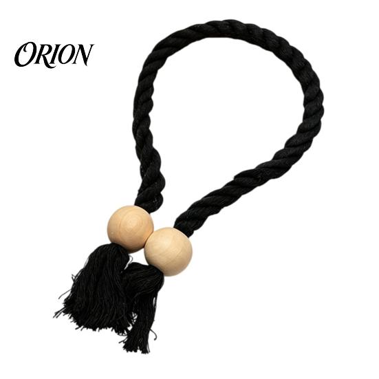 Reusable Magnetic Tiebacks 1Pc Boho Curtain Tieback, Twisted Rope Wooden Bead Quick Secure Ties Holders, Decorative Drapery Holdbacks for Bedroom