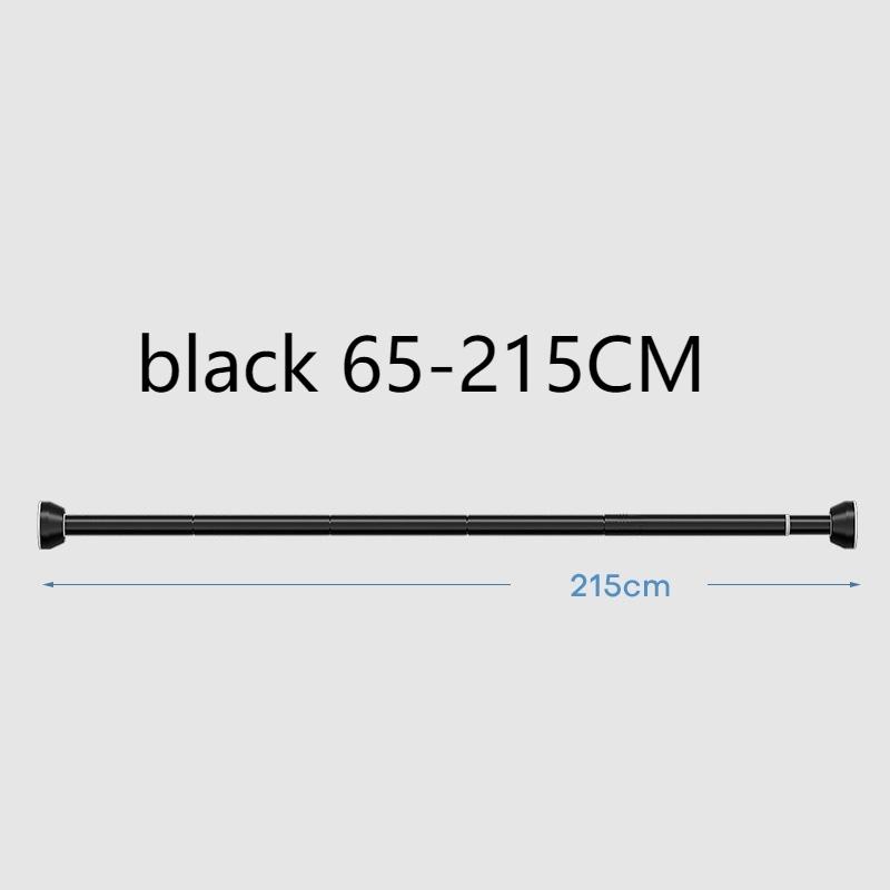 Schwarz 65-255cm Verstellbarer Edelstahl Wäscheständer Bohrfreie Teleskopstange Vorhangstange für Balkon Badezimmer
