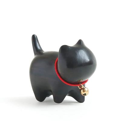 WOWTAC Cat Entrance Interior Wooden Lucky Birthday Gift Figurine, Accessories, Decoration, Cat, Luck, Invitation, (Ebony)