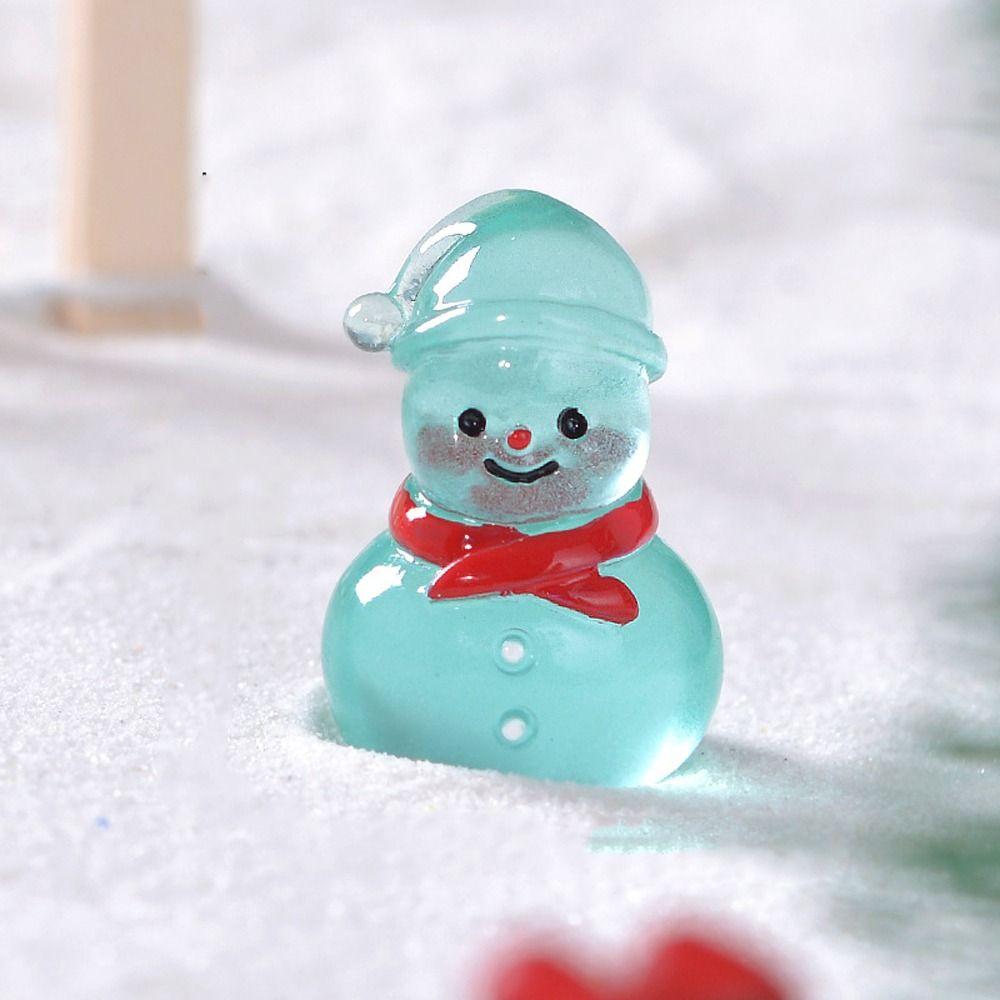 Cartoon Mini Snowman Ornament Glow in Dark Luminous Snowman Statue  Micro Landscape Ornaments