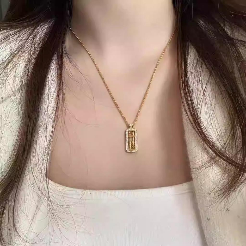 Oval Abacus Pendant Necklace Fashion Design Collarbone Chain Light Luxury Necklace Women