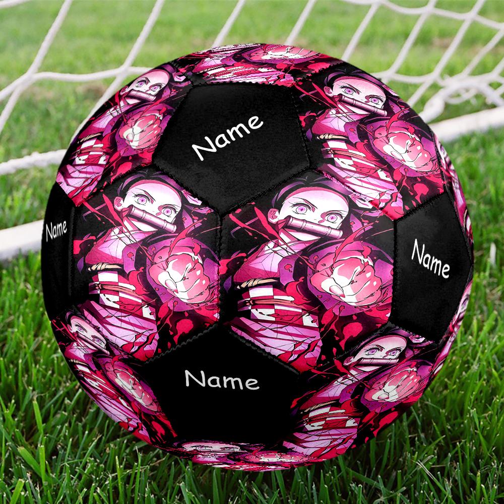 Custom Name Demon Slayer Theme Size 5 Soccer Ball, Suitable for Both Indoor and Outdoor Matches, a Gift Suitable for Everyone.